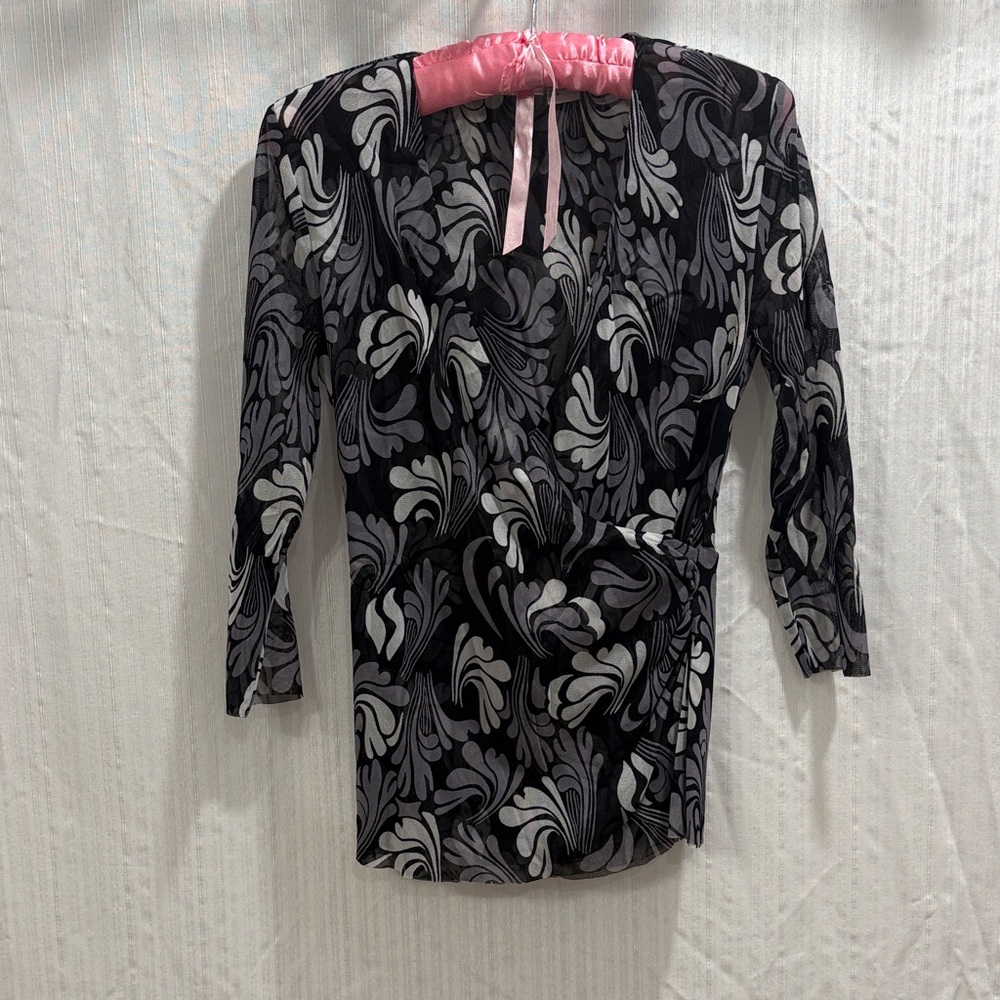 Newport News Mesh Faux Wrap Top